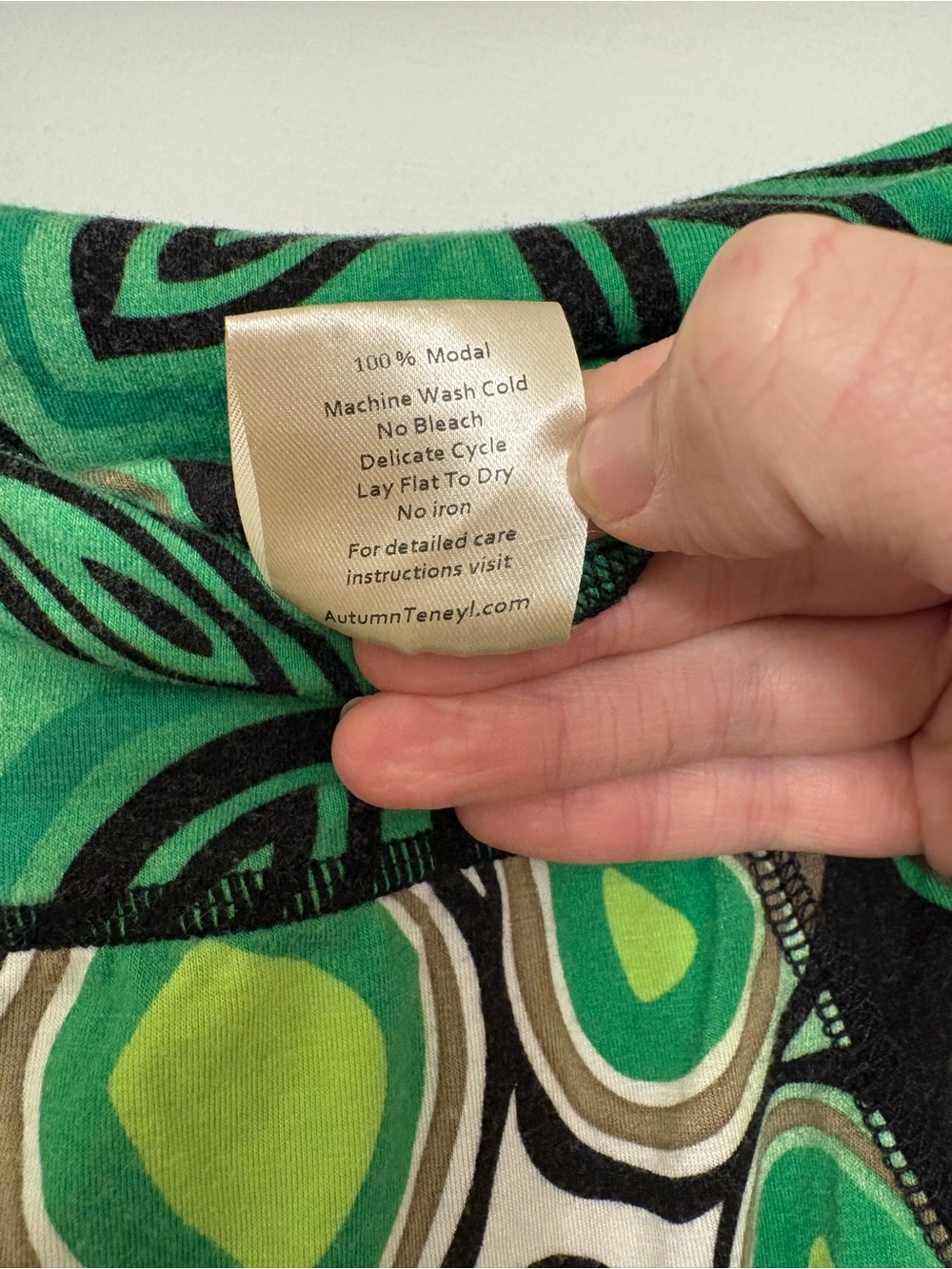 Autumn Teneyl 100% Modal Green Geometric Festival Skirt Patchwork Size Large - Picture 6 of 7